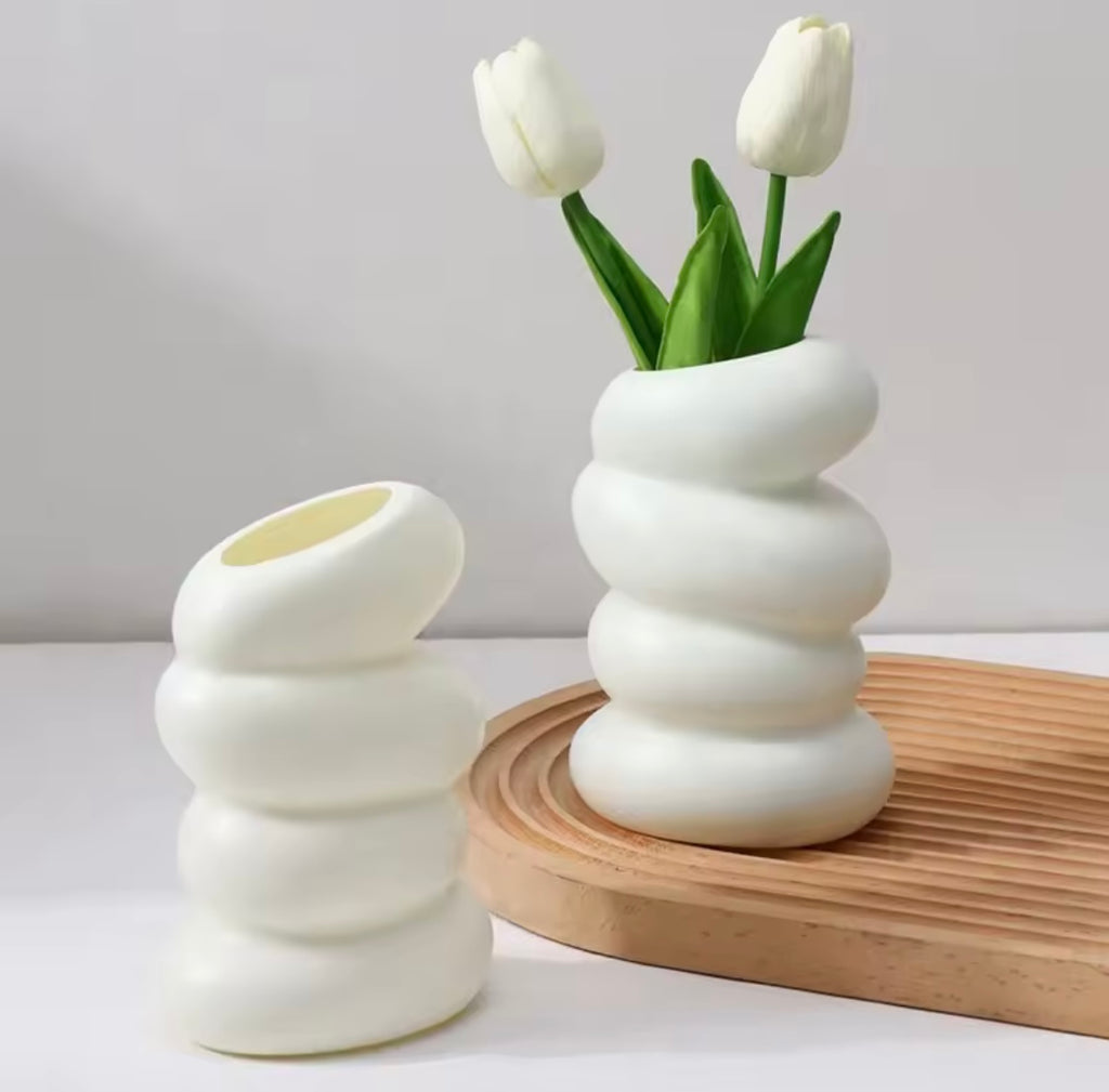 White Nordic Spiral Vase