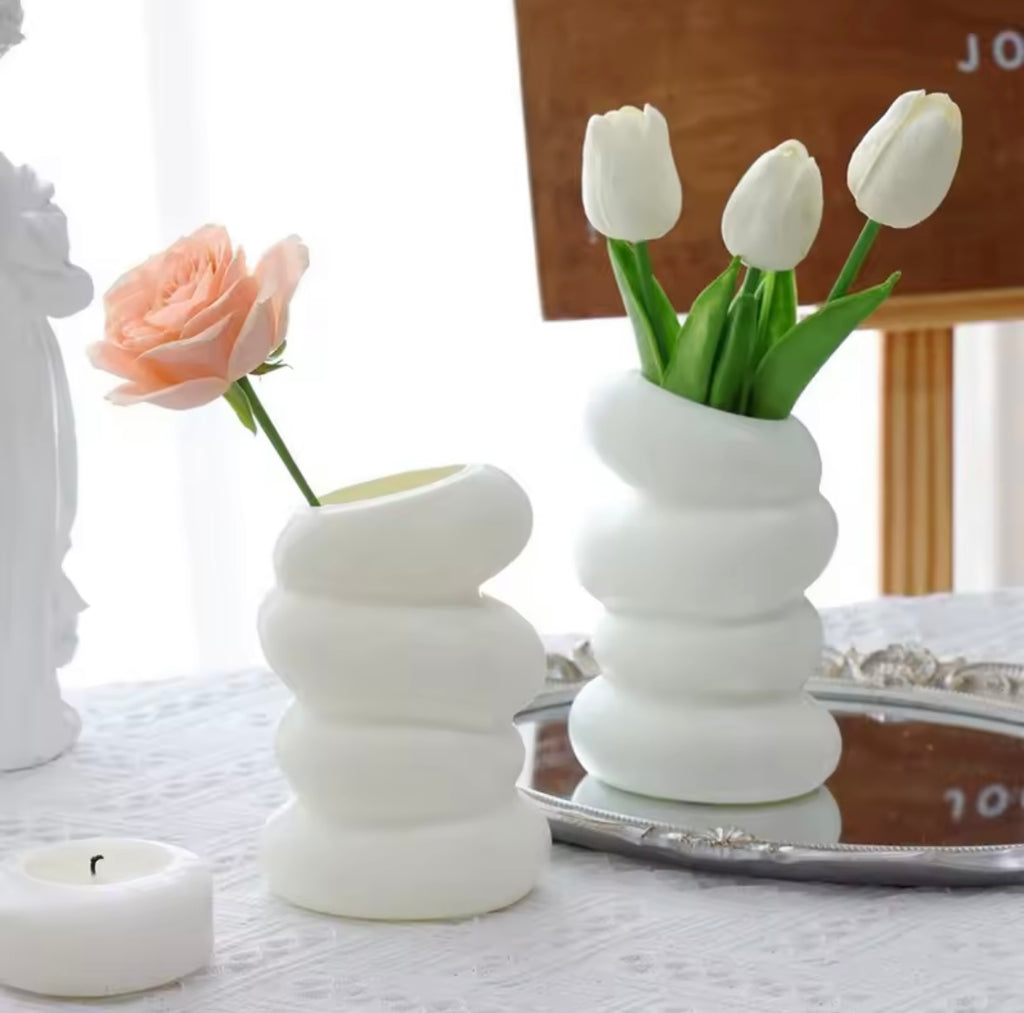 White Nordic Spiral Vase