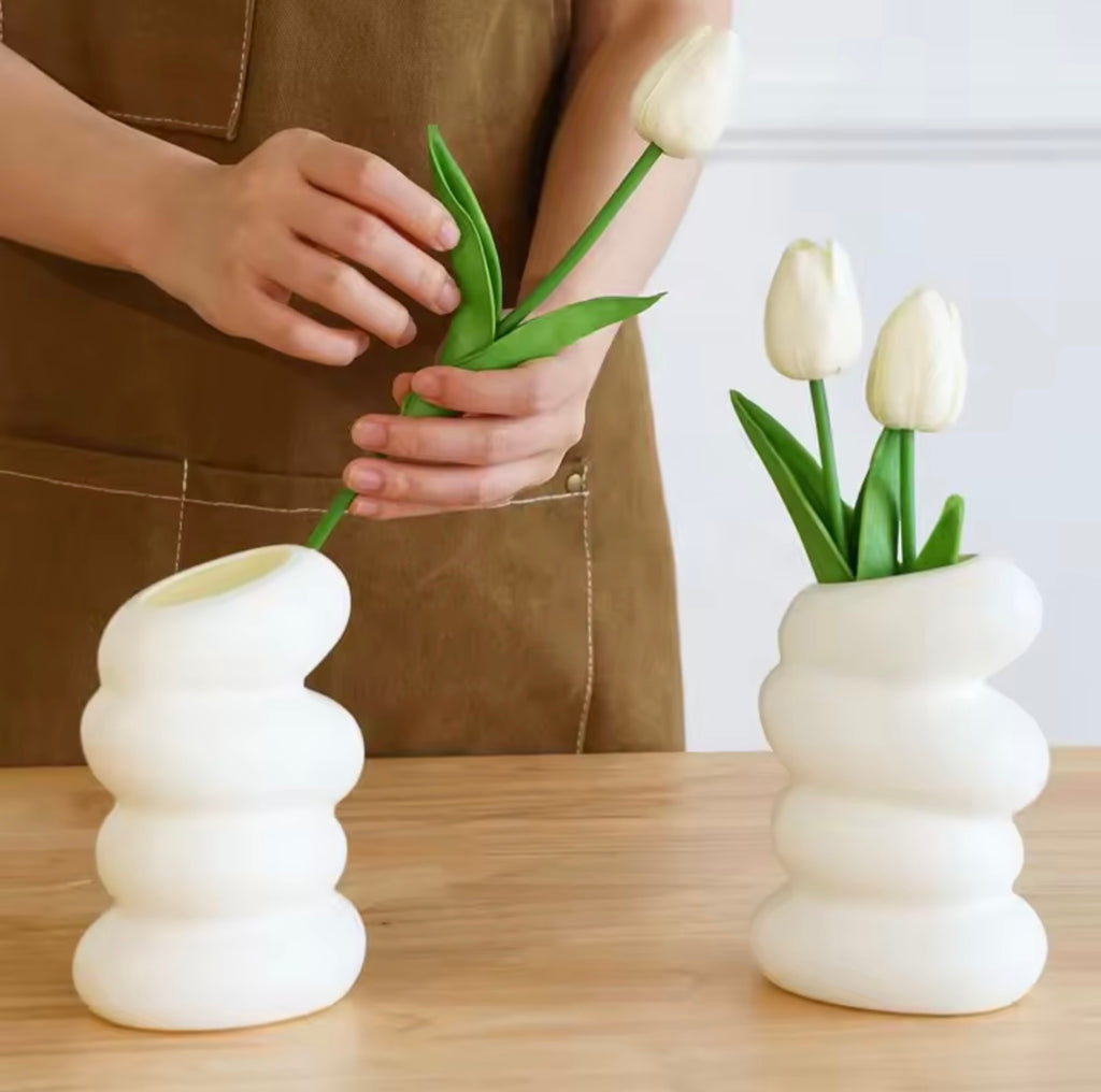 White Nordic Spiral Vase