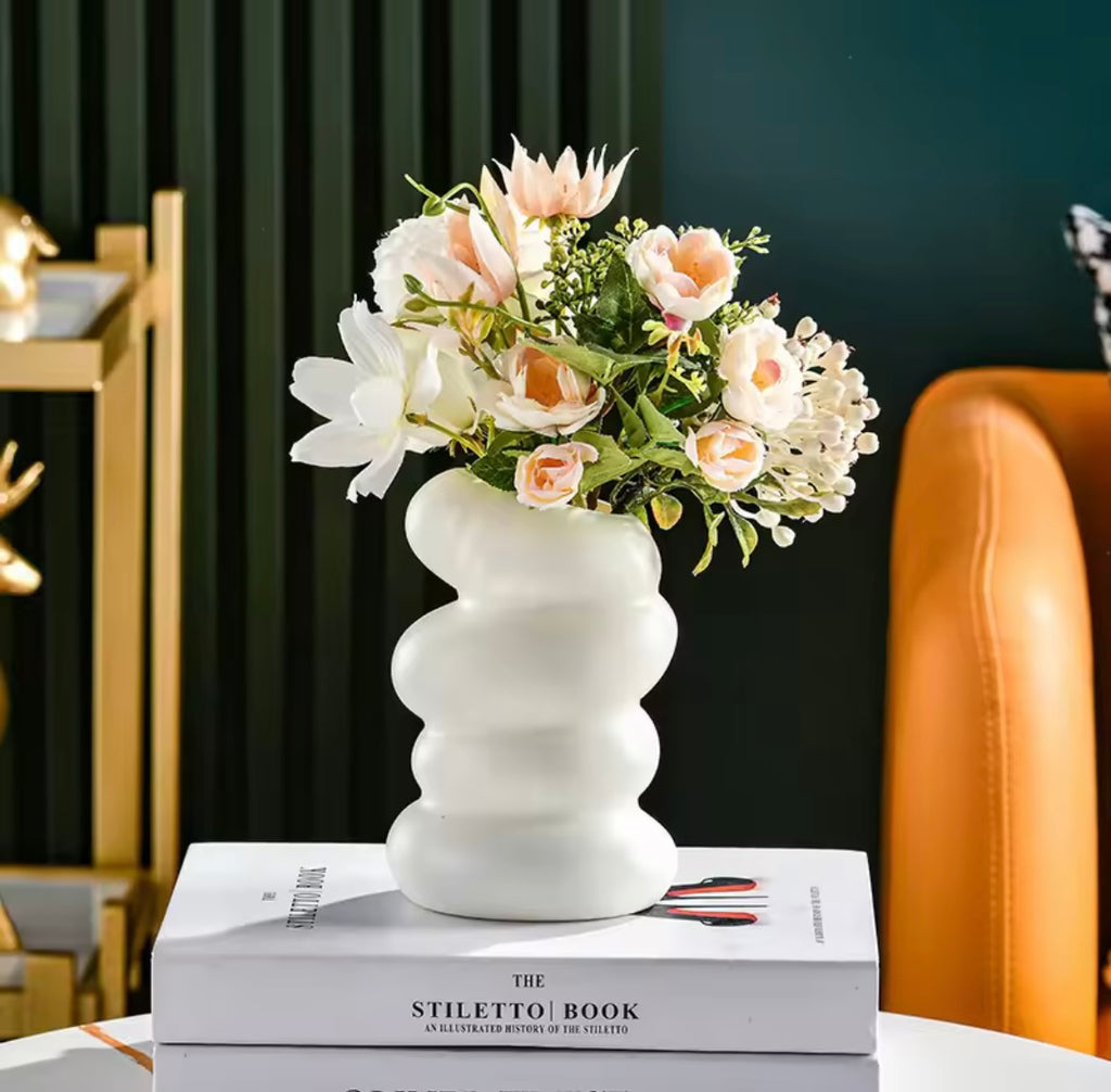White Nordic Spiral Vase